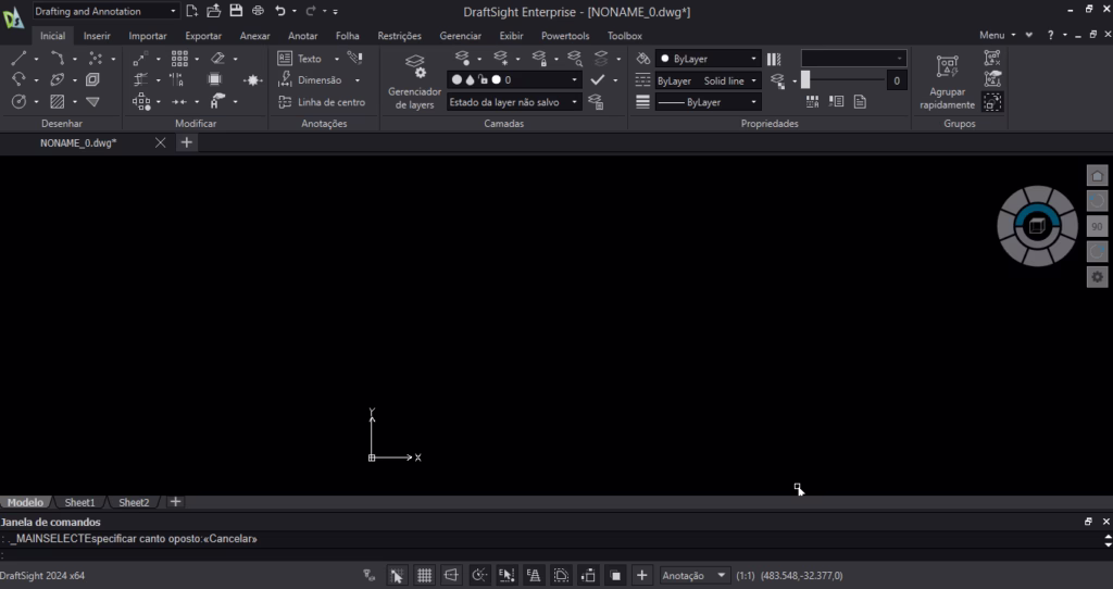 tela do draftsight cad2D